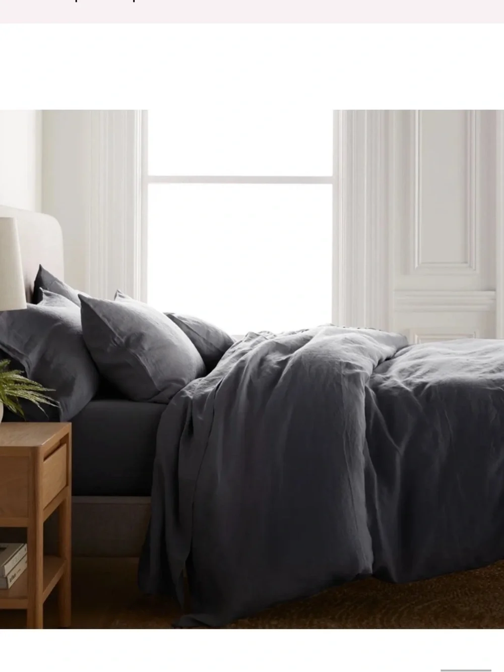 QUINCE European Linen Duvet Cover Set in Full/Queen & down comforter!! CHARCOAL